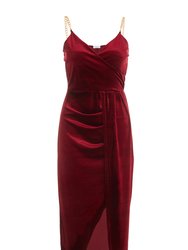 Velvet Wrap Chain Dress