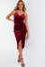 Velvet Wrap Chain Dress - Red