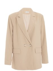 Woven Oversized Double-Breasted Tailored Blazer
