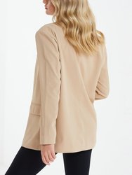 Woven Oversized Double-Breasted Tailored Blazer