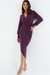 Wrap-Front Ruched Midi Dress - Purple