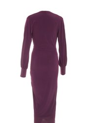 Wrap-Front Ruched Midi Dress