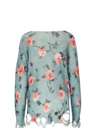 Distressed Oversized Sweater In Floral