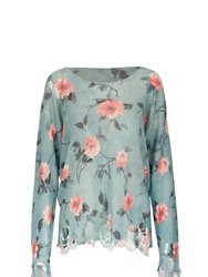 Distressed Oversized Sweater In Floral - Floral