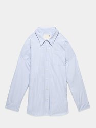 Drop Neck Oxford Shirt - Blue-White