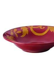 52796 Dinnerware Gold Scroll 10 in. Round Serving Bowl - Cranberry Red