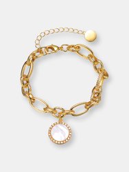 14k Gold colored Cubic Zirconia Chain Bracelet - Gold