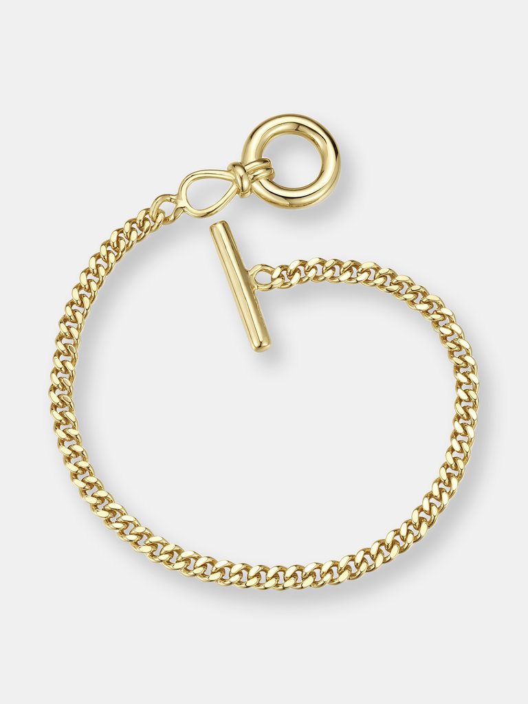 14k Gold colored Cubic Zirconia Chain Bracelet - Gold