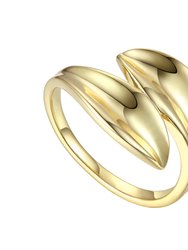 14k Gold Plated Bypass Petal Wave Ring - Gold