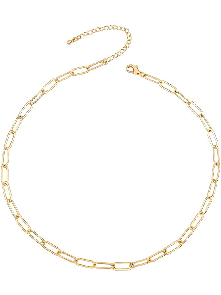 14k Gold Plated Cable Link Chain Adjustable Necklace - Gold