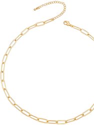 14k Gold Plated Cable Link Chain Adjustable Necklace - Gold