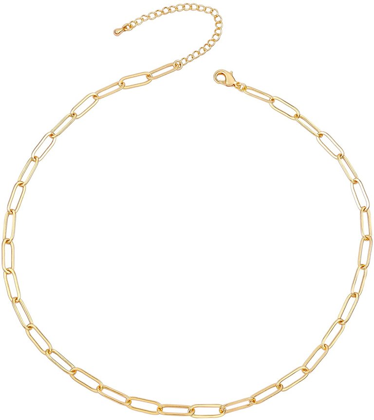 14k Gold Plated Cable Link Chain Adjustable Necklace - Gold