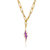 14K Gold Plated Cubic Purple Zirconia Charm Necklace - Gold