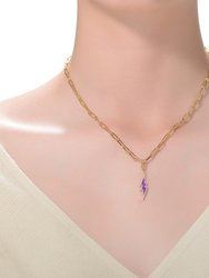 14K Gold Plated Cubic Purple Zirconia Charm Necklace