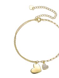 14K Gold Plated Cubic Zirconia Adjustable Bracelet - Gold