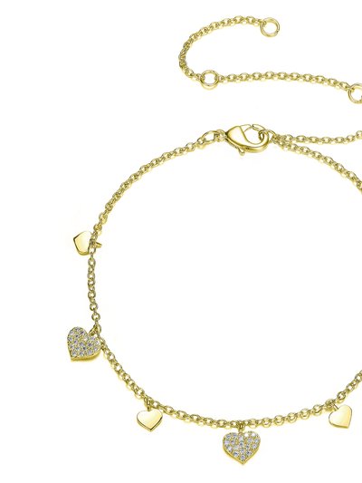 Rachel Glauber 14K Gold Plated Cubic Zirconia Heart Charm Bracelet product