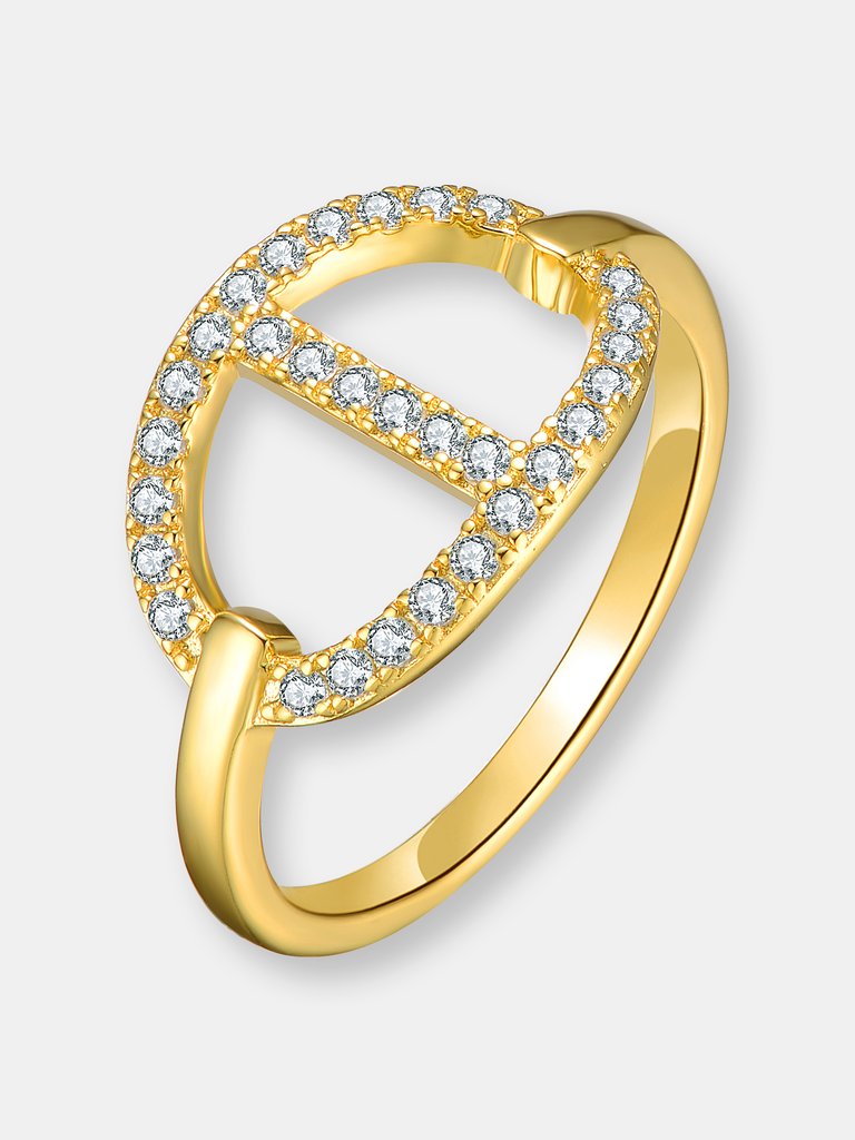 14k Gold Plated Cubic Zirconia ModernRing - Gold
