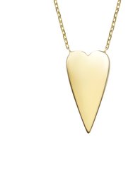 14k Gold Plated Elongated Modern Shiny Heart Layering Necklace - Gold