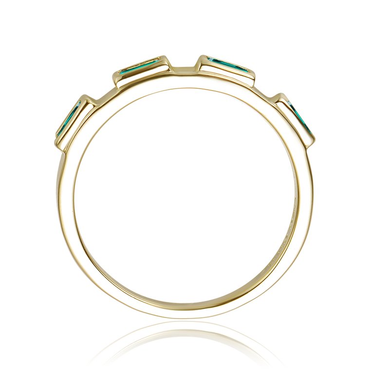 14K Gold Plated Emerald Cubic Zirconia Band Ring
