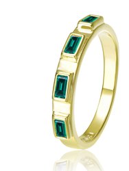14K Gold Plated Emerald Cubic Zirconia Band Ring - Gold/Green
