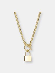 14k Gold Plated Locket Charm Necklace - Gold