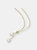 14k Gold Plated Pearl And Cubic Zirconia Y Neck Necklace