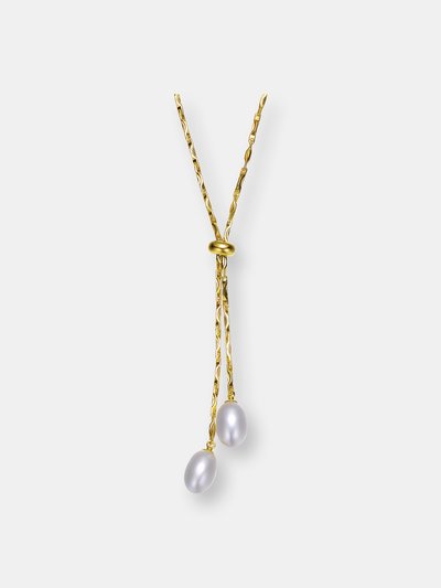 Rachel Glauber 14k Gold Plated Pearl And Cubic Zirconia Y Neck Necklace product