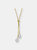 14k Gold Plated Pearl And Cubic Zirconia Y Neck Necklace - Gold