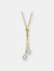 14k Gold Plated Pearl And Cubic Zirconia Y Neck Necklace - Gold