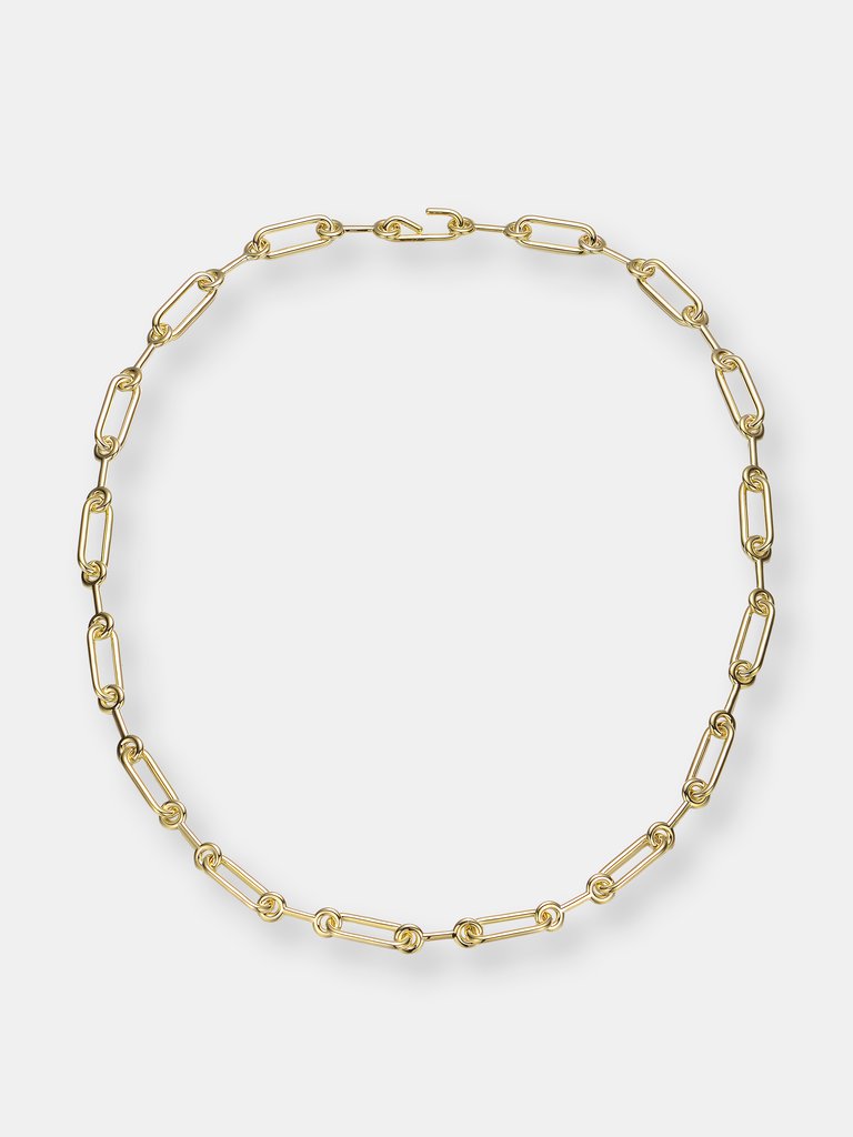 14k Gold Plated Two Ornament Design Chain Necklace - Gold