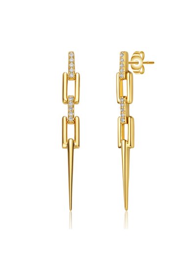 Rachel Glauber 14k Gold Plated with Clear Cubic Zirconia Geometric Drop Earrings product