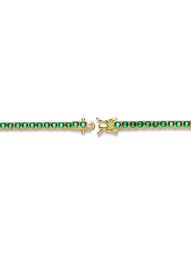 14k Gold Plated With Colored 3mm Cubic Zirconia Tennis Bracelet