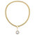 14k Gold Plated With Diamond Cubic Zirconia Cluster Drop Curb Chain Necklace W/ Toggle Clasp - Gold