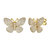 14K Gold Plated With Diamond Cubic Zirconia French Pave Butterfly Stud Earrings - Gold