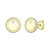 14k Gold Plated With Diamond Cubic Zirconia Pave Button Stud Earrings - Gold
