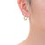 14k Gold Plated with Diamond Cubic Zirconia Pink Enamel Bamboo Hoop Earrings