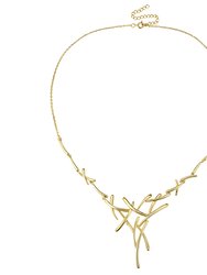 14k Gold Plated With Diamond Cubic Zirconia Sticks Contemporary Statement Necklace - Gold