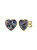 14k Gold Plated With Multi-Colored Gemstone Cubic Zirconia Pave Heart Stud Earrings - Gold