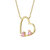 14k Gold Plated With Pink Diamond Cubic Zirconia Open Heart Layering Necklace