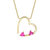 14k Gold Plated With Pink Diamond Cubic Zirconia Open Heart Layering Necklace - Gold/Pink