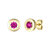 14k Gold Plated With Ruby Cubic Zirconia Round Solitaire Bezel Stud Earrings - Gold/Red