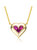 14k Gold Plated With Ruby Red Cubic Zirconia Cluster Petite Heart Halo Pendant Necklace - Ruby Red