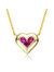 14k Gold Plated With Ruby Red Cubic Zirconia Cluster Petite Heart Halo Pendant Necklace - Ruby Red