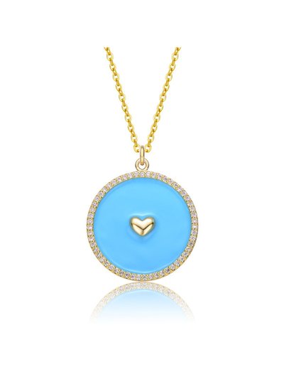 Rachel Glauber 14k Yellow Gold Plated With Clear Cubic Zirconia And Colored Enamel Round Pendant product