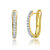 14k Yellow Gold Plated with Clear Cubic Zirconia U-Shaped J-Hoop Latch Back Earrings - Gold