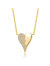 14k Yellow Gold Plated With Cubic Zirconia Broken Cracked Zig-Zag Half & Half Stolen Heart Pendant Necklace