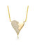 14k Yellow Gold Plated With Cubic Zirconia Broken Cracked Zig-Zag Half & Half Stolen Heart Pendant Necklace - Gold