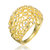 14k Yellow Gold Plated With Cubic Zirconia Dome-Shaped Textured Nugget Ring - Gold