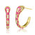14k Yellow Gold Plated With Cubic Zirconia Pink Enamel Python Snake C-Hoop Earrings - Gold/Rose