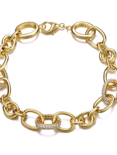 Rachel Glauber 14k Yellow Gold Plated With Cubic Zirconia Tubular Cable Link Love Knot Bracelet product